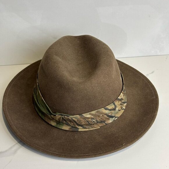 Fedora Men Wool Vintage Banded Sports Field Hat Brown Size 6x24 - Picture 5 of 5